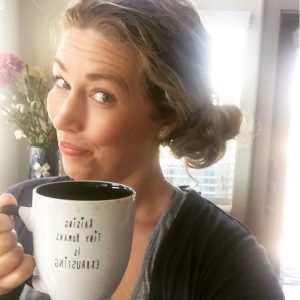 Olivia Destin 30A Mom with coffee in hand