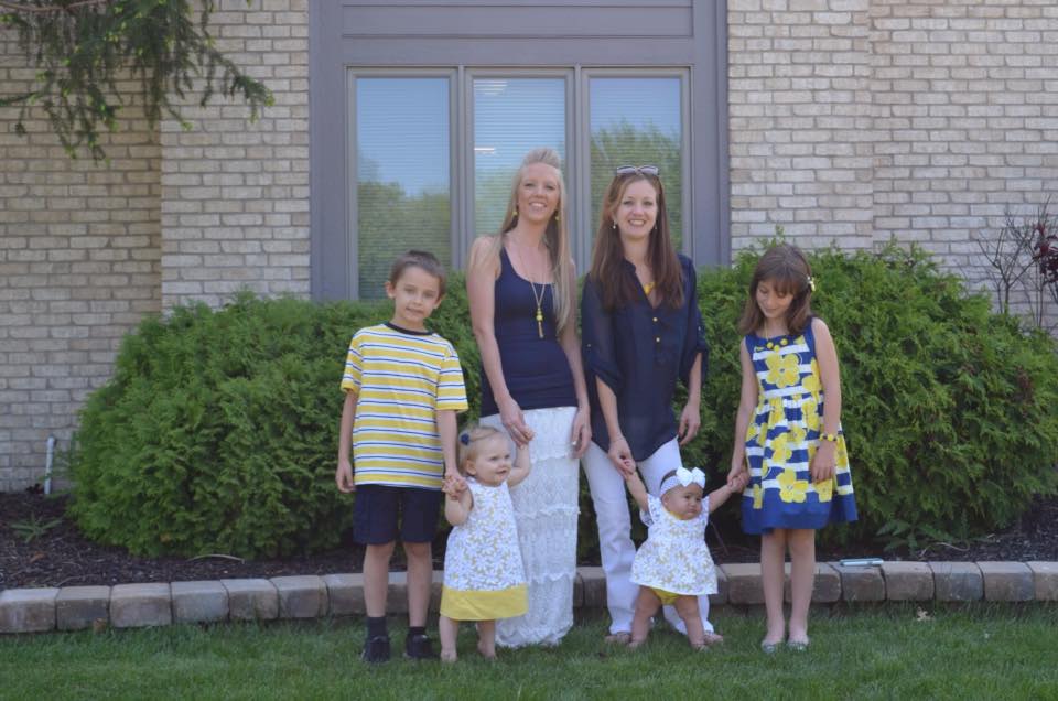 family photo with sisters and kids