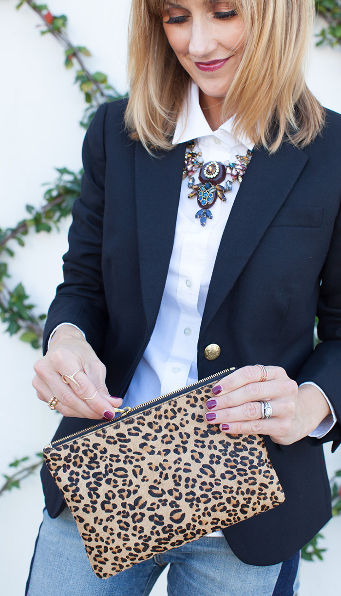 Preppy Details with leopard clutch